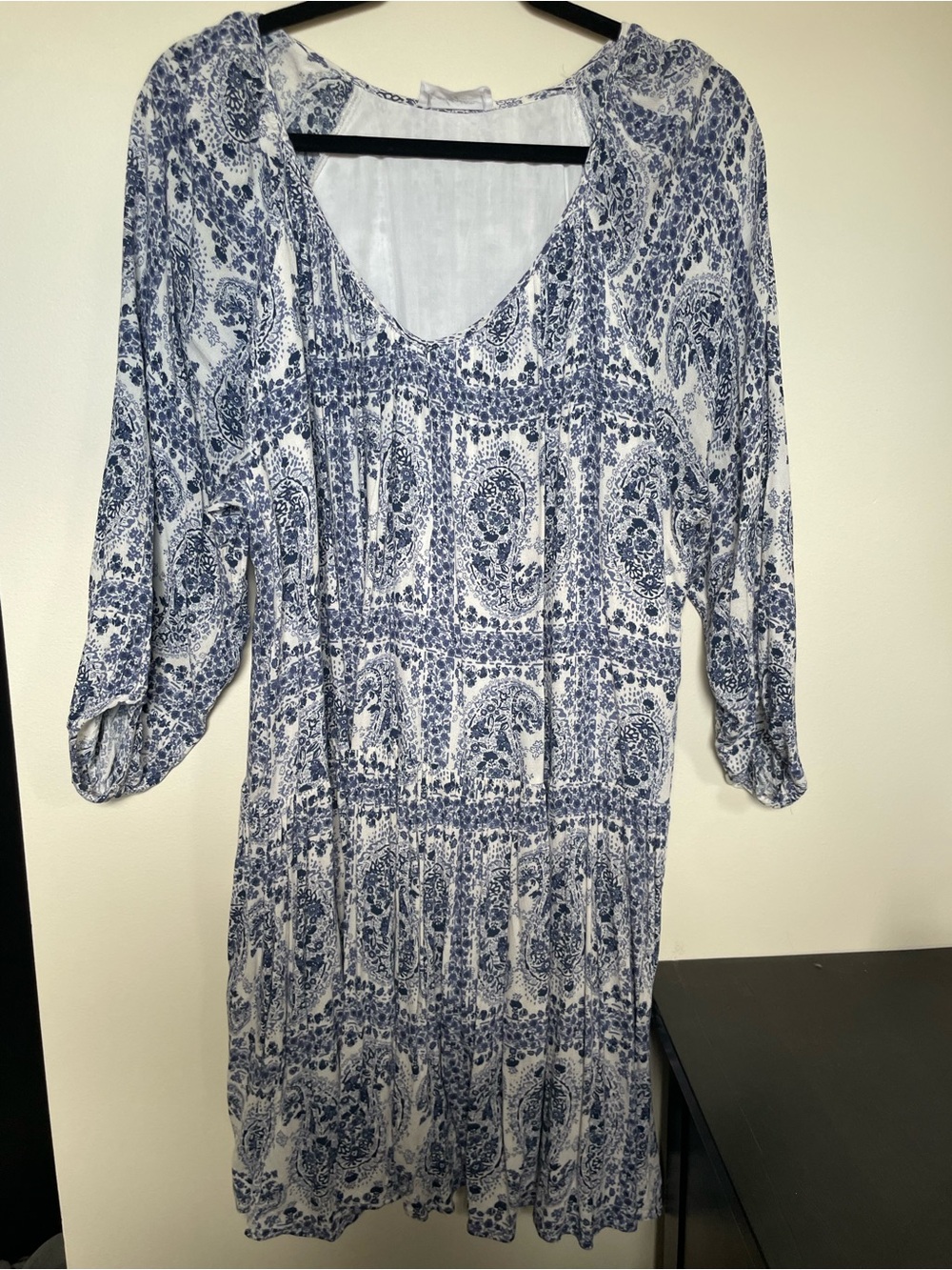 Carly Jean Los Angeles Boho Blue Paisley Tunic Dress